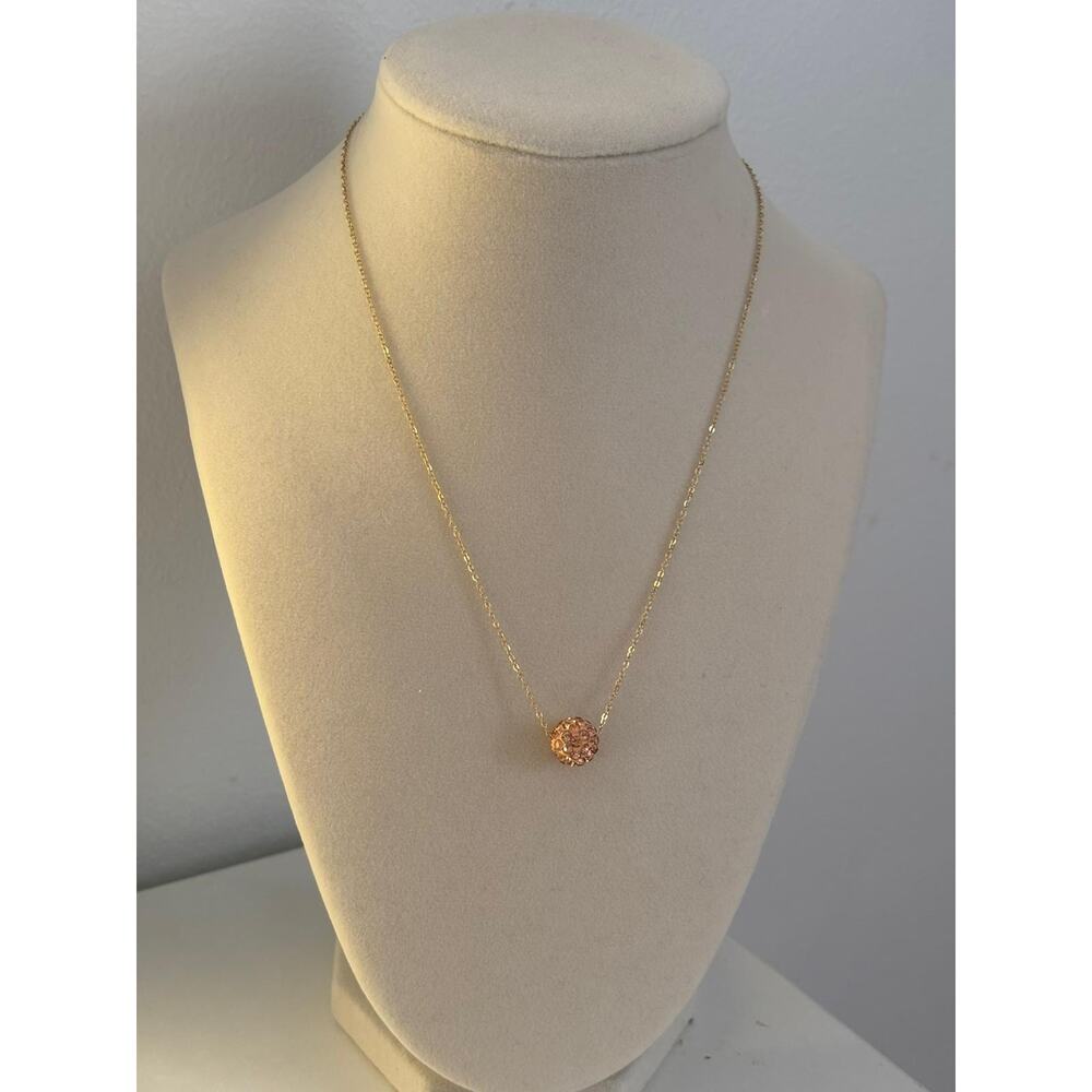 Rose Gold Crystal Ball Necklace Dainty Minimalist Pendant Gift Women - Picture 2 of 6